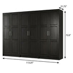 72" Gray Solid Wood Six Door Combo Dresser