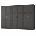 72" Black Solid Wood Six Door Combo Dresser