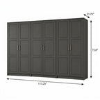 72" Black Solid Wood Six Door Combo Dresser