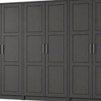 72" Black Solid Wood Six Door Combo Dresser
