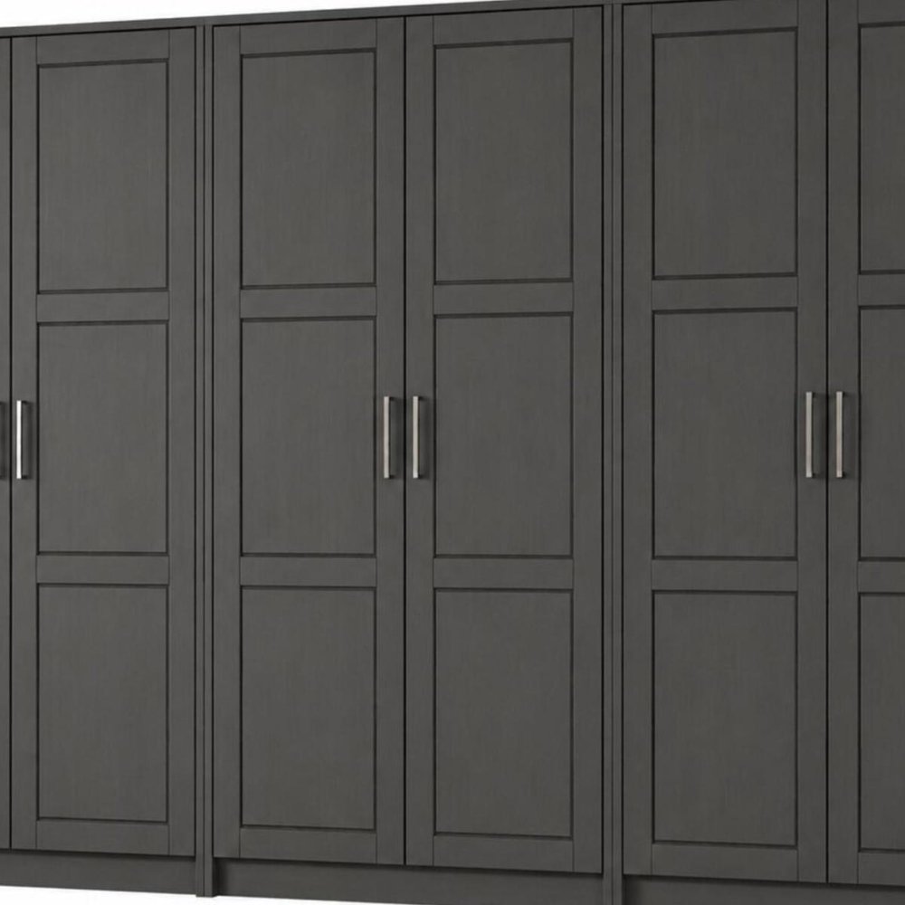 72" Black Solid Wood Six Door Combo Dresser