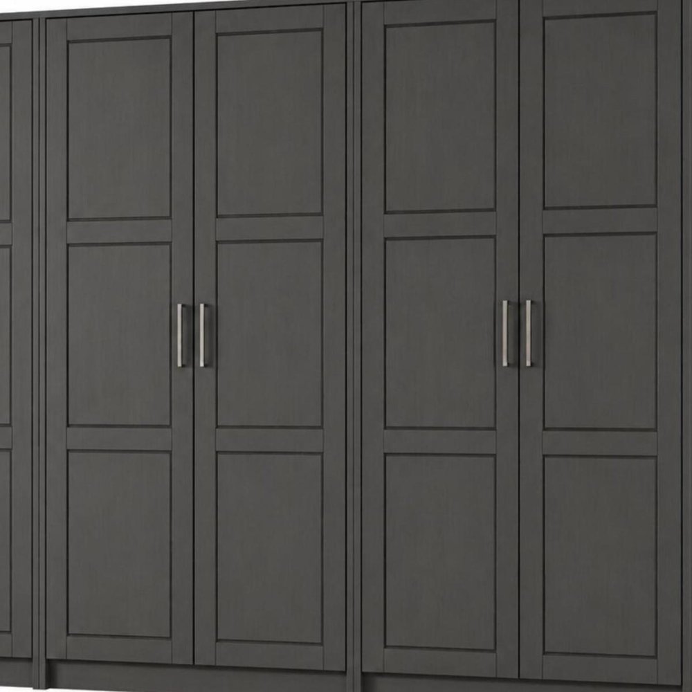 72" Black Solid Wood Six Door Combo Dresser