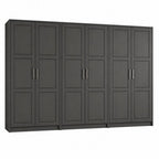 72" Black Solid Wood Six Door Combo Dresser