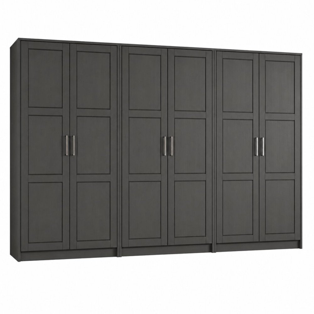 72" Black Solid Wood Six Door Combo Dresser