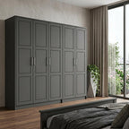 72" Black Solid Wood Six Door Combo Dresser