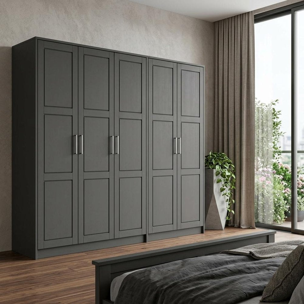 72" Black Solid Wood Six Door Combo Dresser