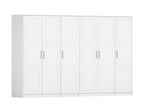 72" White Solid Wood Six Door Combo Dresser