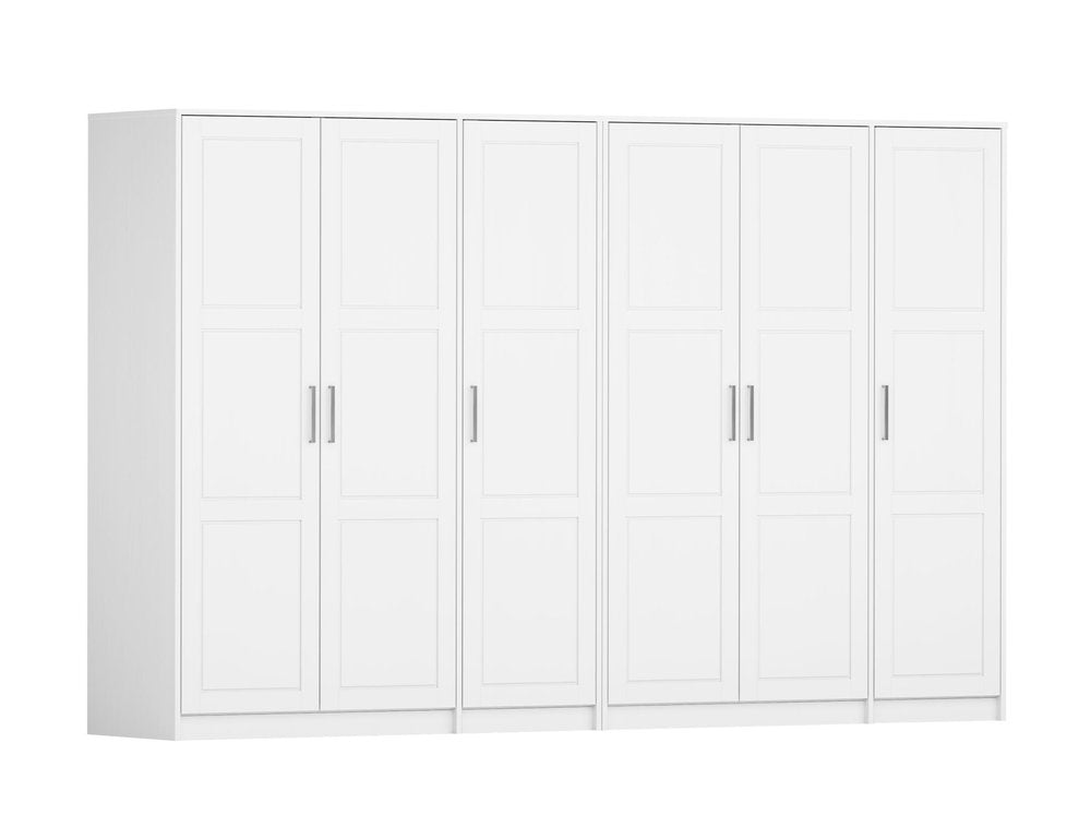 72" White Solid Wood Six Door Combo Dresser