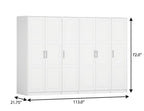 72" White Solid Wood Six Door Combo Dresser