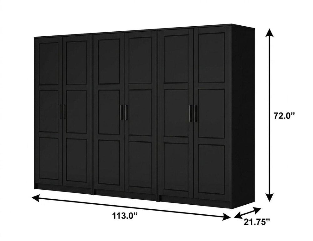 72" White Solid Wood Six Door Combo Dresser