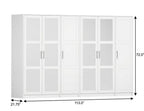 72" White Solid Wood Mirrored Six Door Combo Dresser