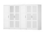 72" White Solid Wood Mirrored Six Door Combo Dresser