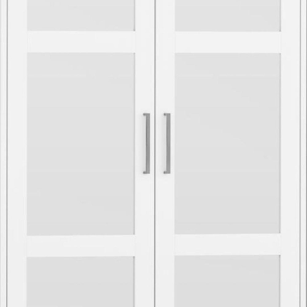 72" White Solid Wood Mirrored Six Door Combo Dresser