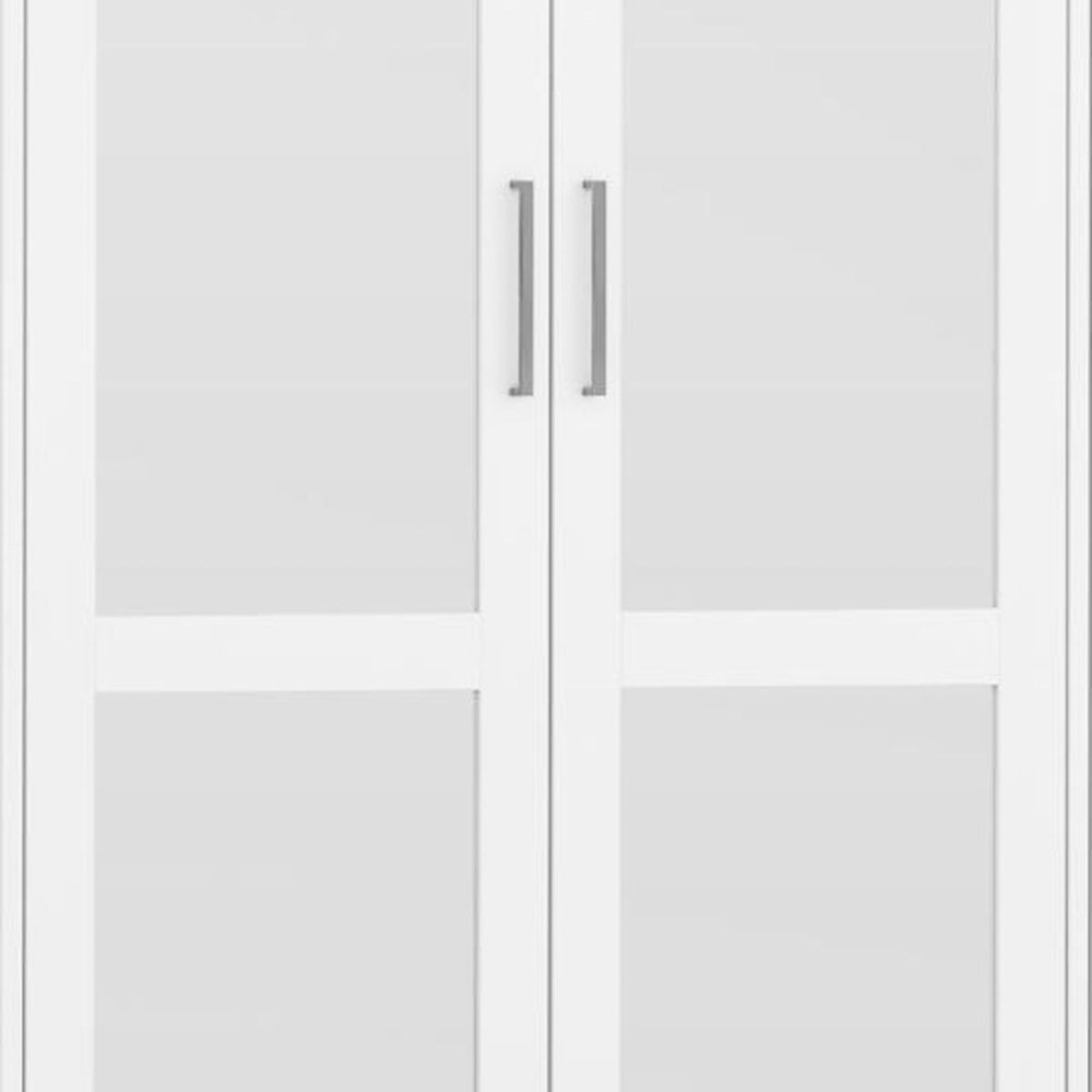 72" White Solid Wood Mirrored Six Door Combo Dresser