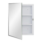 16" White Plastic Floating Single Door Bathroom Vanity And Medicine Cabinet With Mirror