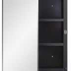 16" Black Plastic Floating Single Door Bathroom Vanity And Medicine Cabinet With Mirror