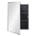 16" Black Plastic Floating Single Door Bathroom Vanity And Medicine Cabinet With Mirror