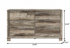 59" Brown Wood Six Drawer Double Dresser