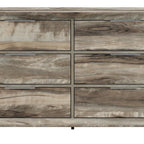 59" Brown Wood Six Drawer Double Dresser