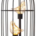 12" Black Birds In Cage Battery Operated Desk Lamp