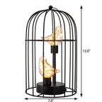 12" Black Birds In Cage Battery Operated Desk Lamp