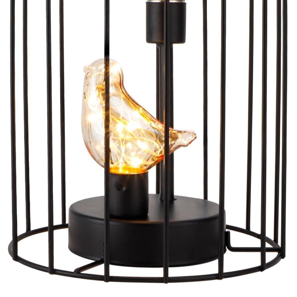 12" Black Birds In Cage Battery Operated Desk Lamp