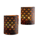 Set of Two 8" Bronze Geometric Desk Lamps With Cylinder Shades