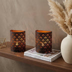 Set of Two 8" Bronze Geometric Desk Lamps With Cylinder Shades