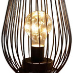 Set of Two 7" Black Metal Pierced Battery Powered Desk Lamps