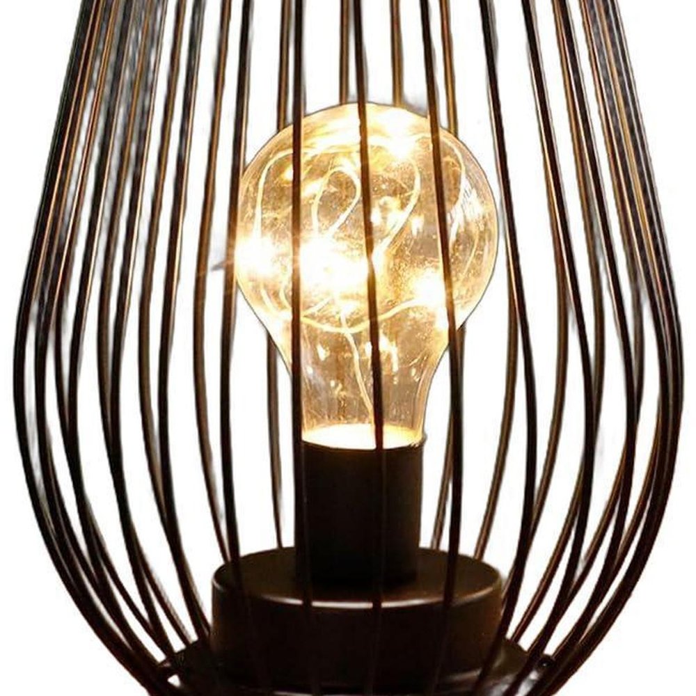 Set of Two 7" Black Metal Pierced Battery Powered Desk Lamps