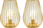 Set of Two 8" Gold Pierced Battery Powered Desk Lamps