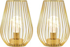 Set of Two 8" Gold Pierced Battery Powered Desk Lamps