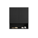 26" Black Wood Floating Double Door Bathroom Vanity