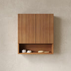 26" Brown Wood Floating Double Door Bathroom Vanity