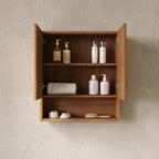 26" Brown Wood Floating Double Door Bathroom Vanity