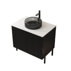 30" Black Wood Freestanding Double Door Bathroom Vanity