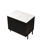 30" Black Wood Freestanding Double Door Bathroom Vanity