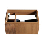 30" Brown Wood Floating Single Door Bathroom Vanity