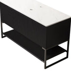 48" Black Wood Freestanding Three Door Bathroom Vanity