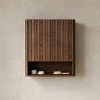 26" Brown Wood Floating Double Door Bathroom Vanity