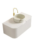 36" White Wood Floating Bathroom Vanity With Sink And Two Drawers