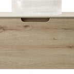 30" Brown Wood Floating Bathroom Vanity With White Sink