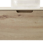 30" Brown Wood Floating Bathroom Vanity With White Sink