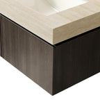 30" Black Wood Floating Bathroom Vanity With White Sink