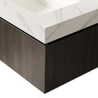 30" Black Wood Floating Single Door Bathroom Vanity With White Sink