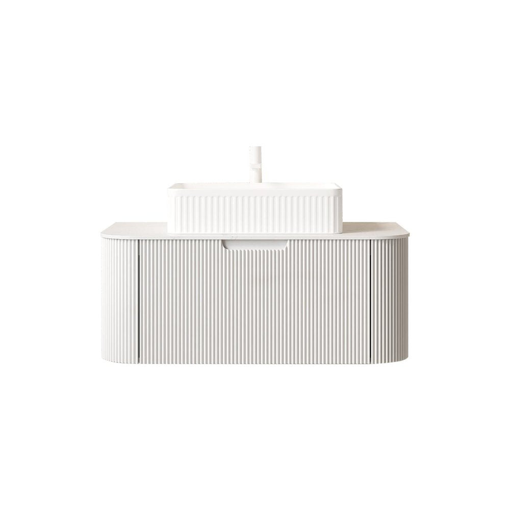 36" White Wood Floating Bathroom Vanity With Sink