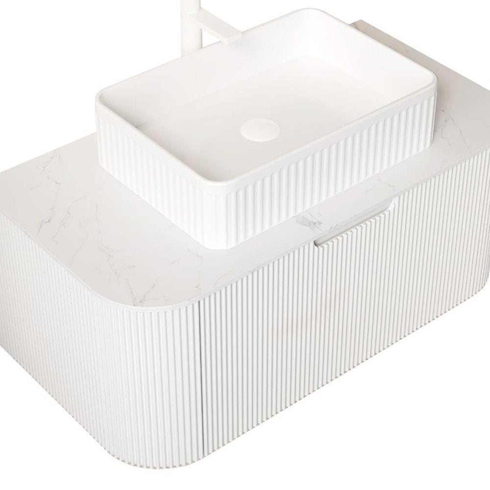 36" White Wood Floating Bathroom Vanity With Sink