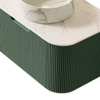 30" Green Wood Floating Bathroom Vanity With White Sink