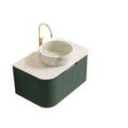 30" Green Wood Floating Bathroom Vanity With White Sink