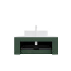 36" Green Wood Floating Bathroom Vanity With White Sink